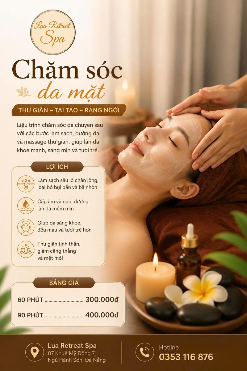 Massage chăm sóc da mặt tại Lụa Retreat Spa